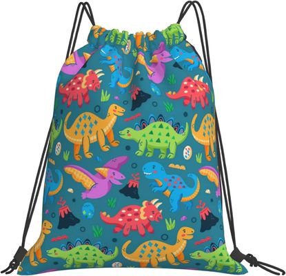 Drawstring Backpack Drawstring Bags for Kids Girls Boys Teens Gym Dance String Bags Bulk Waterproof Dinosaur
