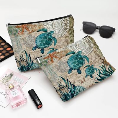 Smooth Soft Waterproof Lighweight Sea Turtle Makeup Bag Travel Cosmetic Bag Zipper Pouch Friend Gifts Idea For Women