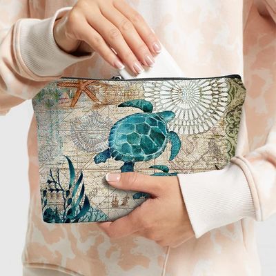 Smooth Soft Waterproof Lighweight Sea Turtle Makeup Bag Travel Cosmetic Bag Zipper Pouch Friend Gifts Idea For Women