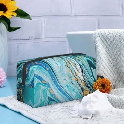 Shockproof protective &amp;Store Portable Shaving Kit Bag, Blue Gilt Marble,Wash Bag for Travel, Gym, Camping