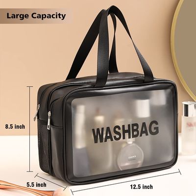 Travel Toiletry Bag for Women and Men, Matte Translucent Toiletry Bag with Handy Handle, Makeup Cosmetic Organizer Bag