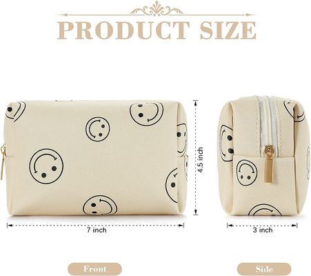 Makeup Bag For Women Preppy Makeup Bag Pu Leather Waterproof Cosmetic Bag