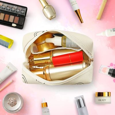 Makeup Bag For Women Preppy Makeup Bag Pu Leather Waterproof Cosmetic Bag
