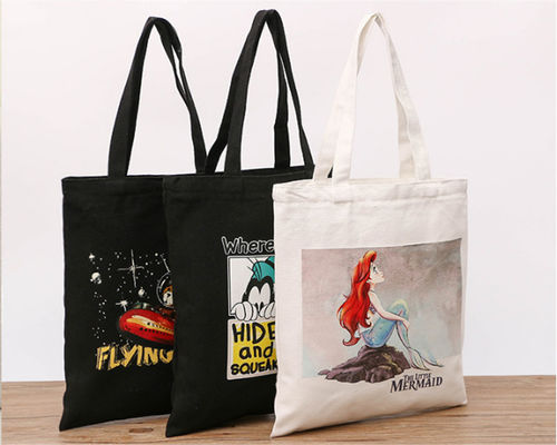 Eco Friendly Reusable Canvas Shopper Bag Women Tote For Cotton Grocery Zipper Hand