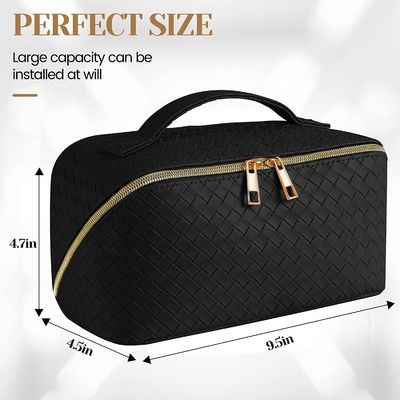 Large Capacity Travel Cosmetic Makeup Bag PU Leather Waterproof