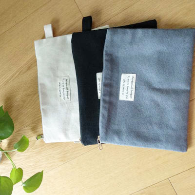 Customize Black Flat Canvas Pouch For Ipad Reusable ECO Free Small Cotton Pocket
