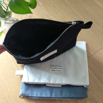 Customize Black Flat Canvas Pouch For Ipad Reusable ECO Free Small Cotton Pocket