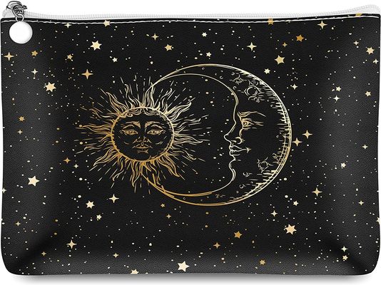 Waterproof Makeup Bag Cosmetic Bag for Women Small Makeup Bag for Purse,Sun and Moon Gifts Makeup Pouch