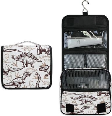 Shockproof and durable  Dinosaur Travel Toiletry Bag for Boys Kids Vintage Dinosaur Pattern Cosmetic Organizer Bag