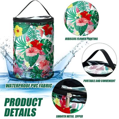 Clear Beach Makeup Bag Waterproof Toiletry Bag PVC Cosmetic Bag with Beach Survival turtle Sailboat Hawaiian Floral