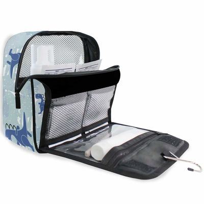 Hanging Travel Toiletry Bag Kit Makeup Case Cosmetics Organizer for Men Women (Dinosaur Blue Boy)