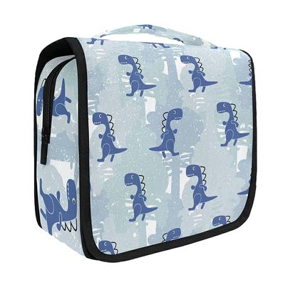 Hanging Travel Toiletry Bag Kit Makeup Case Cosmetics Organizer for Men Women (Dinosaur Blue Boy)