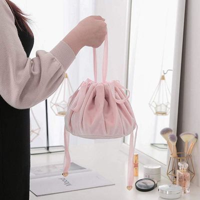 Makeup Bag for Women Girls, Velvet Material with Drawstring for Purse Travel Cosmetic Organizer