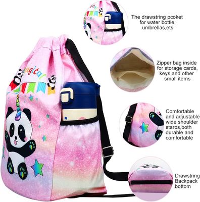 Gym Beach Swim Travel Panda Mini Bag Backpack for Kids With 2 Water Bottle Holder