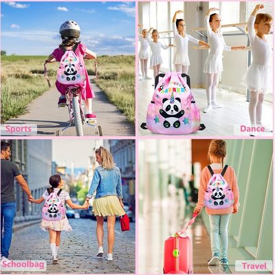 Gym Beach Swim Travel Panda Mini Bag Backpack for Kids With 2 Water Bottle Holder