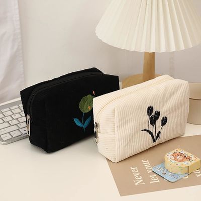 Women Large Capacity Canvas Makeup Bags Travel Toiletry Bag Accessories Organizer White