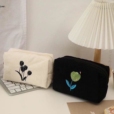 Women Large Capacity Canvas Makeup Bags Travel Toiletry Bag Accessories Organizer White