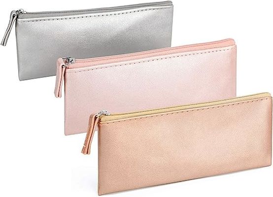 PU Leather Cosmetic Pencil Bags Small Soft Makeup Pouch With Zipper