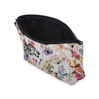 Soft Makeup Pouch Travel Bags For Toiletries Waterproof Wild Grasses Flowers