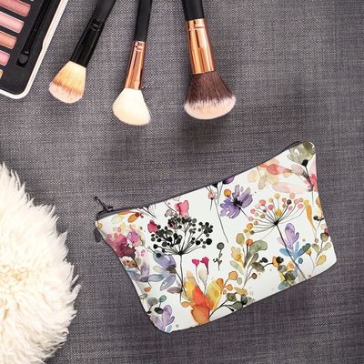Soft Makeup Pouch Travel Bags For Toiletries Waterproof Wild Grasses Flowers