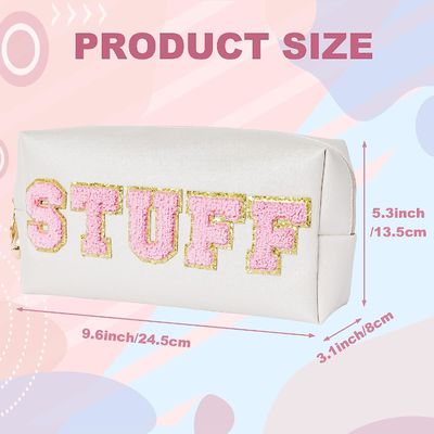Zipper Makeup Stuff Bag Clover Chenille Letter Waterproof Travel Organizer Valentines Bag