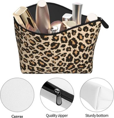 Leopard Print Makeup Bag Zipper Pouch Large Capacity Toiletries Cosmetic Bag Pouch