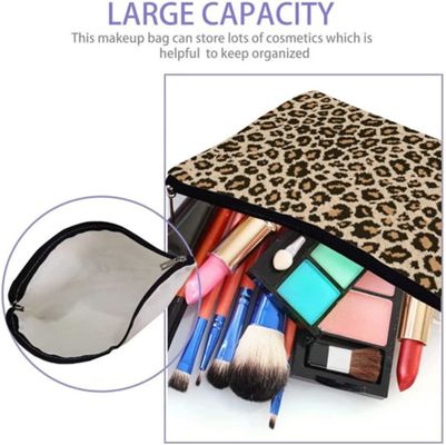 Leopard Print Makeup Bag Zipper Pouch Large Capacity Toiletries Cosmetic Bag Pouch