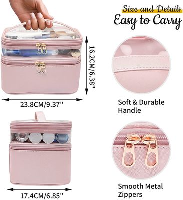 Multi-functional and waterproof  Double Layer Large Makeup Organizer Bag Toiletry Bag