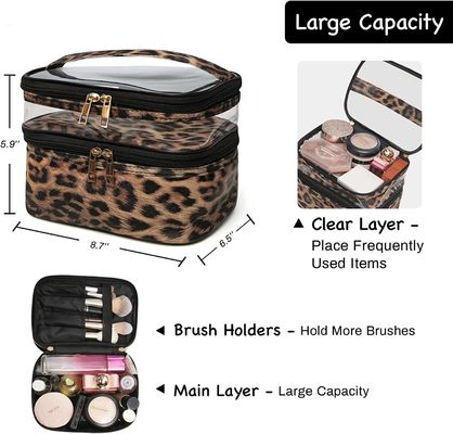Waterproof Double Layer Cosmetic Bag Travel Makeup Bag For Women Cosmetics Cases
