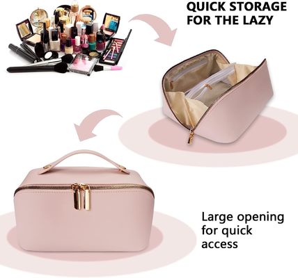 Multifunctional Large Capacity Travel Makeup Bag Flat Large Opening