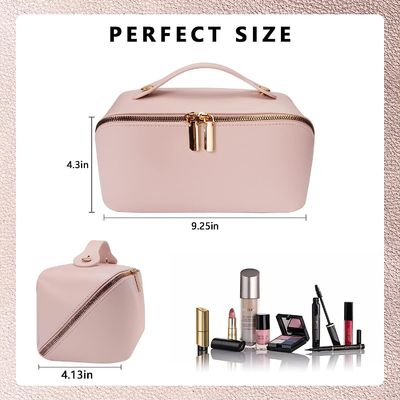 Multifunctional Large Capacity Travel Makeup Bag Flat Large Opening