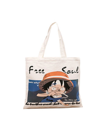 Cartoon Pattern Folding Canvas Tote Bag Lightweight Eco Friendly