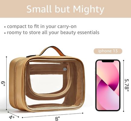 Lightweight Waterproof 2 Layer Travel Toiletry Bag Clear Makeup Bag With Zipper