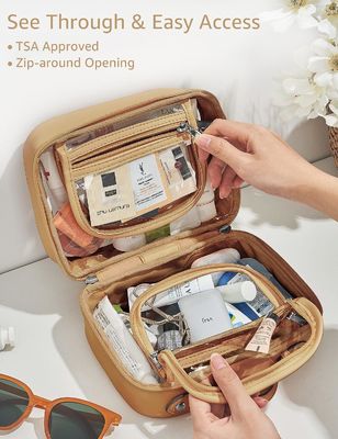 Lightweight Waterproof 2 Layer Travel Toiletry Bag Clear Makeup Bag With Zipper