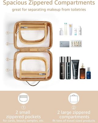 Lightweight Waterproof 2 Layer Travel Toiletry Bag Clear Makeup Bag With Zipper