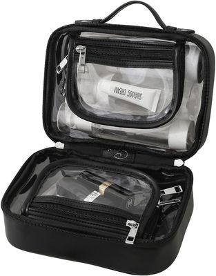 Multifunctional Transparent Double Travel Cosmetic Bag Case Waterproof Open Storage