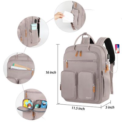 Stylish Mommy Bag With UBS Mouth Waterproof Fabric Comfort Shoulder Strap Inside Pouch Baby Bottle Insulation Layer