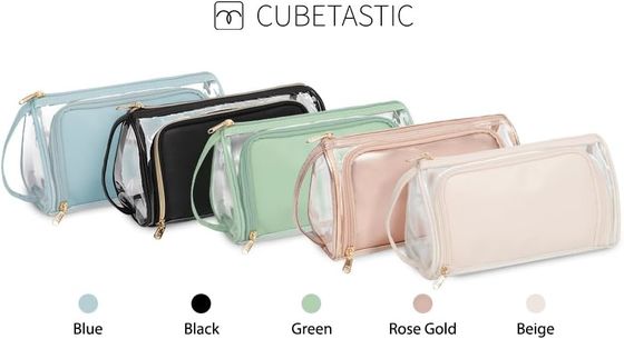 Transparent Cosmetic Case Travel Makeup Zipper Pouch Toiletry Bag with Handle