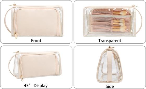 Transparent Cosmetic Case Travel Makeup Zipper Pouch Toiletry Bag with Handle