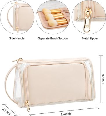 Transparent Cosmetic Case Travel Makeup Zipper Pouch Toiletry Bag with Handle