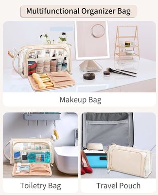 Transparent Cosmetic Case Travel Makeup Zipper Pouch Toiletry Bag with Handle