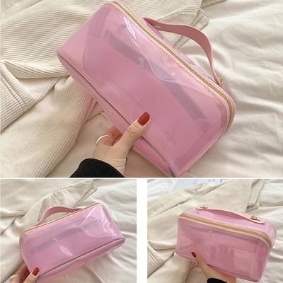 Waterproof Cosmetic Bag Lightweight PVC Clear Pouch with Zipper Handle Portable