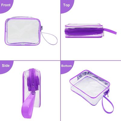 Purple waterproof durable lager capacity cosmetic bag with handle