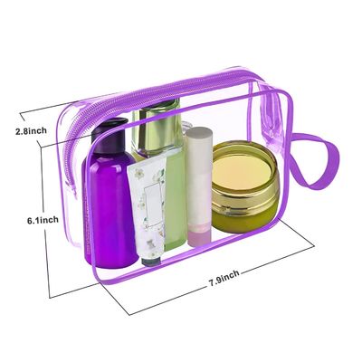 Purple waterproof durable lager capacity cosmetic bag with handle