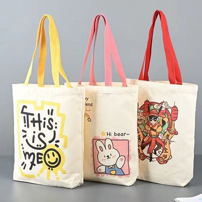 Cotton Material Eco Canvas Bags Repeatedly Used Travel Convenient Shopping