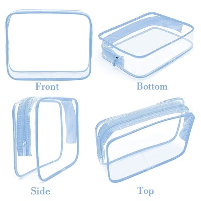 Clear Cosmetic Makeup Bags Set Clear PVC With Zipper Handle Portable Travel