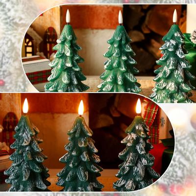 Versatile Flameless Taper Candles Real Wax Christmas Tree Candles