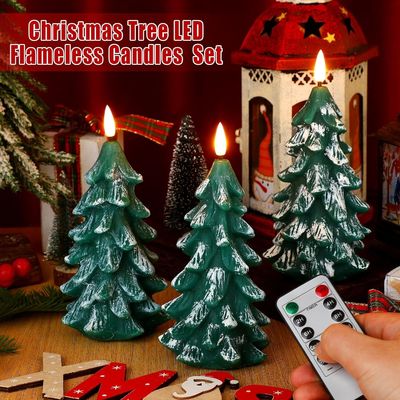 Versatile Flameless Taper Candles Real Wax Christmas Tree Candles