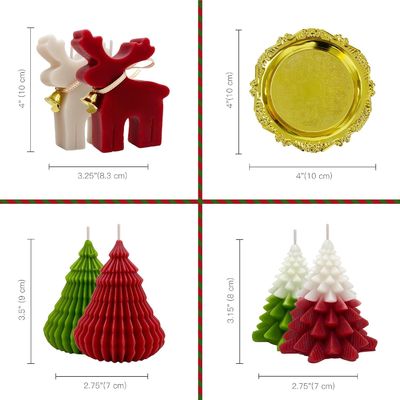 Christmas Scented Candles Gift Set Elk &amp; Christmas Tree Shaped Handmade Soy Wax Xmas Aromatherapy Candle