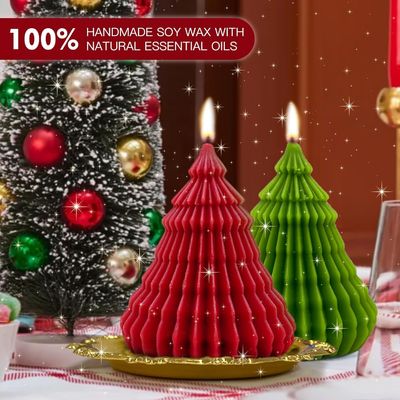 Christmas Scented Candles Gift Set Elk &amp; Christmas Tree Shaped Handmade Soy Wax Xmas Aromatherapy Candle